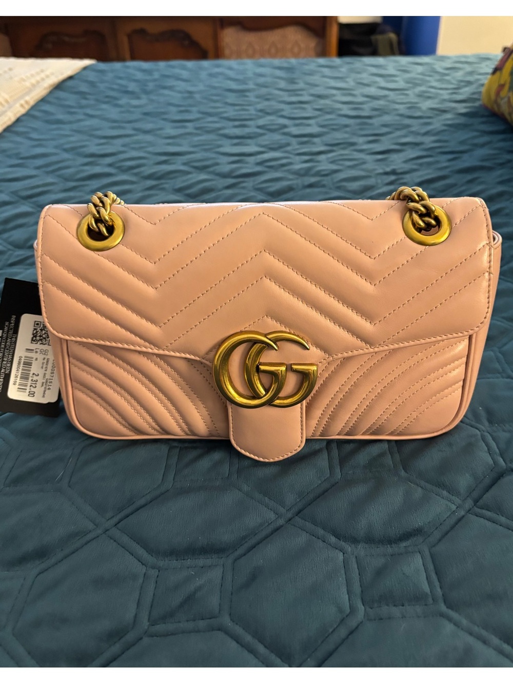 Gucci Blush Pink Quilted Leather Shoulder Bag with Gold GG